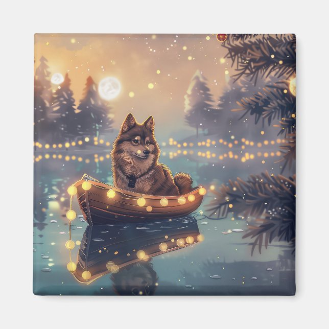 Finnish Lapphund Christmas Festive Voyage Magnet (Front)