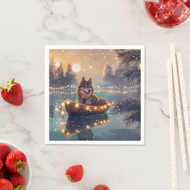 Finnish Lapphund Christmas Festive Voyage Napkins (Insitu)