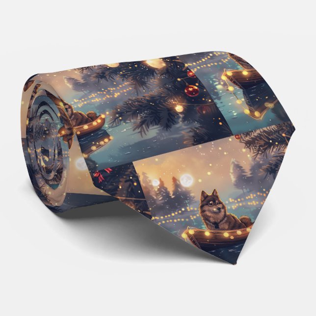 Finnish Lapphund Christmas Festive Voyage Neck Tie (Rolled)