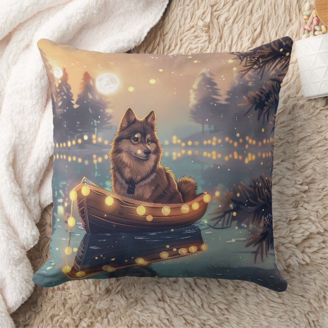 Finnish Lapphund Christmas Festive Voyage Throw Pillow (Blanket)
