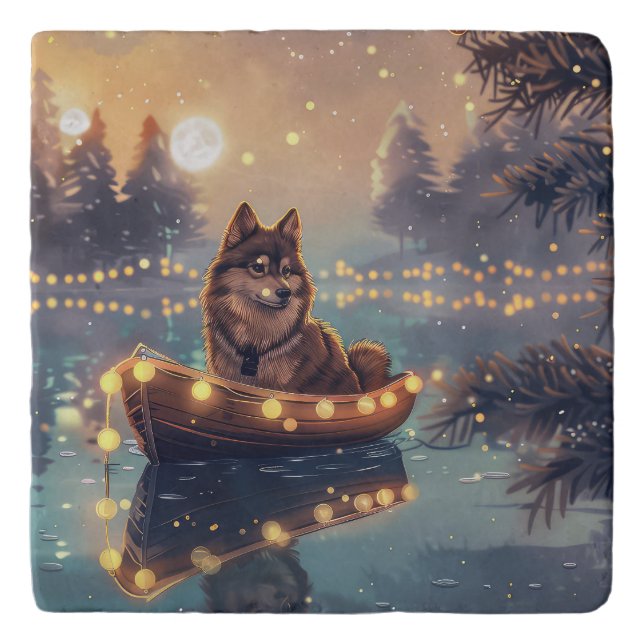 Finnish Lapphund Christmas Festive Voyage Trivet (Front)