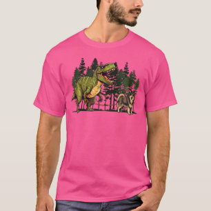 Finnish Lapphund Dinosaur T-Rex Walking Funny Dog T-Shirt
