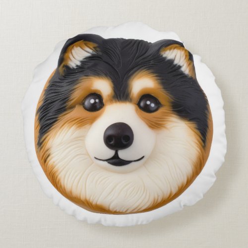Finnish Lapphund Dog 3D Inspired Round Pillow