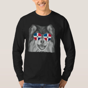 Finnish Lapphund Dog Dominican Flag Sunglasses T-Shirt