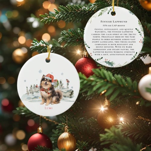 Finnish Lapphund Dog Monogram Ceramic Ornament