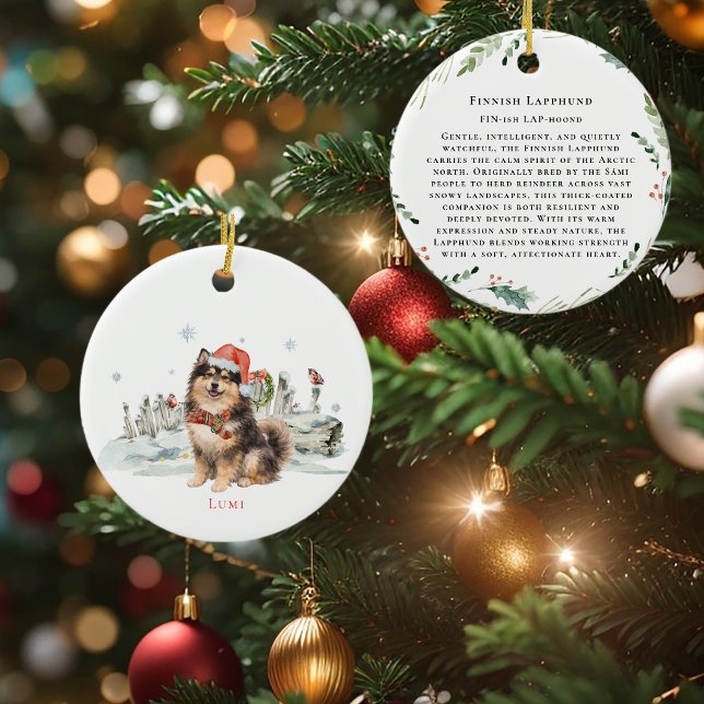 Finnish Lapphund Dog Monogram Ceramic Ornament (Creator Uploaded)