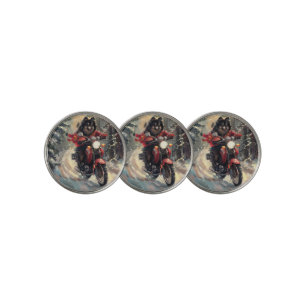 Finnish Lapphund Dog Riding Motorcycle Christmas Golf Ball Marker