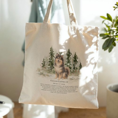 Finnish Lapphund Dog Watercolor Breed Quote Tote Bag