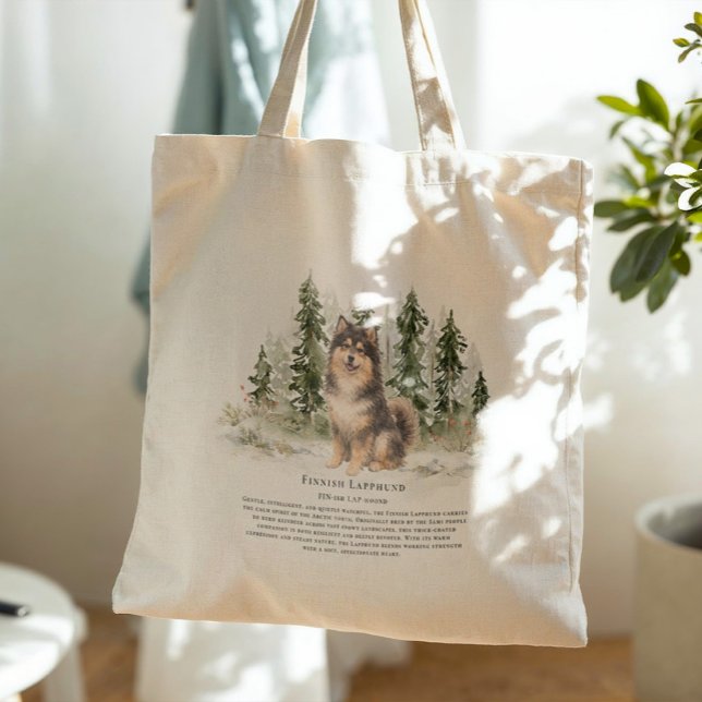 Finnish Lapphund Dog Watercolor Breed Quote Tote Bag (Creator Uploaded)