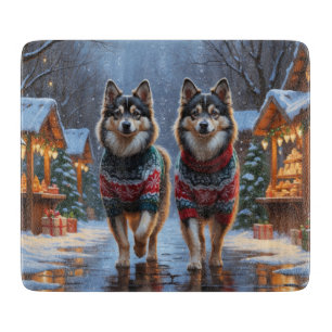 Finnish Lapphund Dogs Christmas Snow Holiday Cutting Board