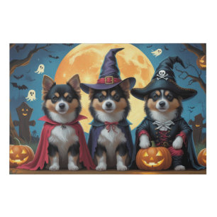 Finnish Lapphund Dogs Pumpkin Halloween Funny Faux Canvas Print