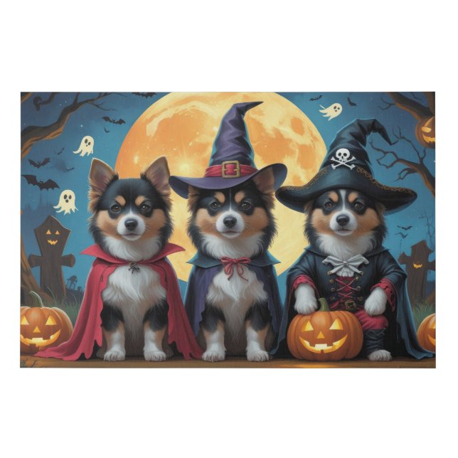 Finnish Lapphund Dogs Pumpkin Halloween Funny Faux Canvas Print (Front)