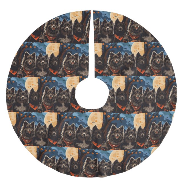 Finnish Lapphund Halloween Spooky Brushed Polyester Tree Skirt (Front)