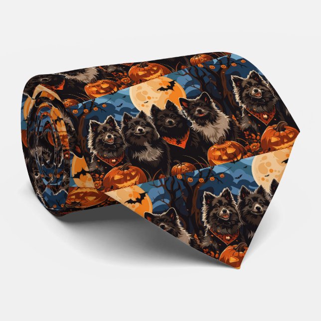 Finnish Lapphund Halloween Spooky Neck Tie (Rolled)