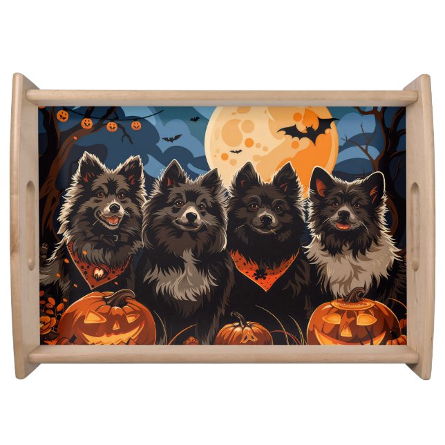 Finnish Lapphund Halloween Spooky Serving Tray (Front)