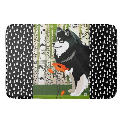 FINNISH LAPPHUND IN POPPIES   crate or bath mat