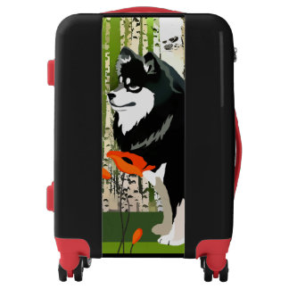 FINNISH LAPPHUND  in POPPIES  luggage