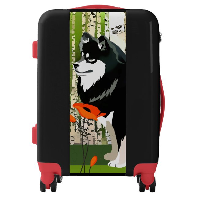 FINNISH LAPPHUND  in POPPIES  luggage (Front)