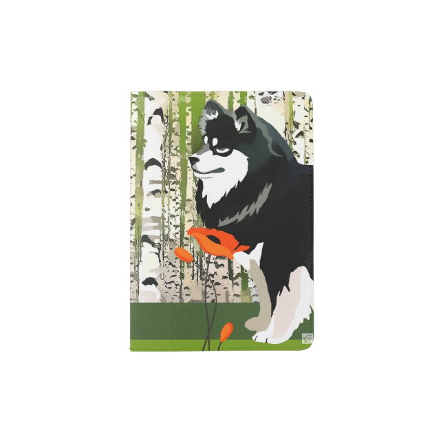 FINNISH LAPPHUND in poppies  passport cover (Front)