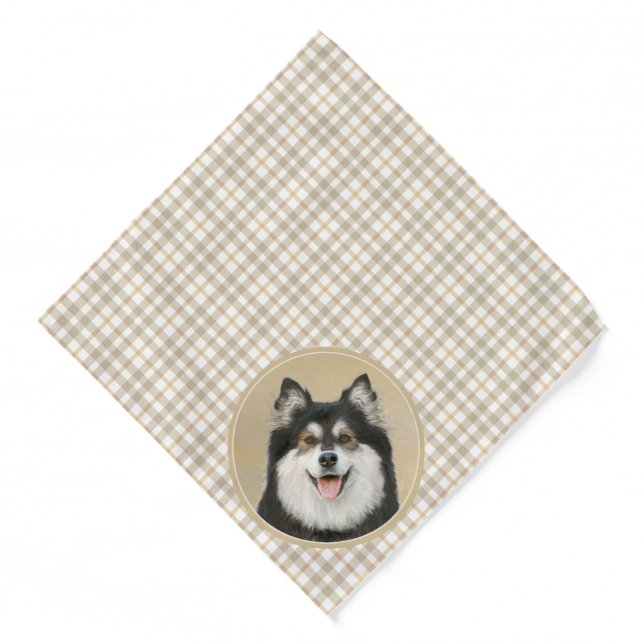 Finnish Lapphund Painting Black and Tan Dog Art Bandana (Front)