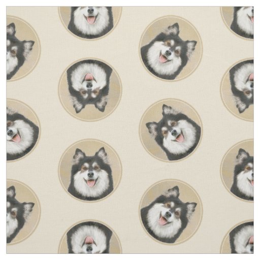 Finnish Lapphund Painting Black and Tan Dog Art Fabric