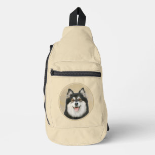 Finnish Lapphund Painting Black and Tan Dog Art Sling Bag