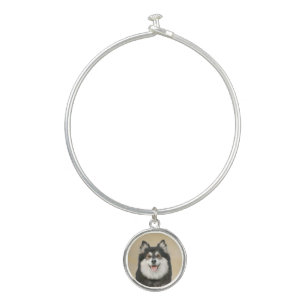 Finnish Lapphund Painting - Cute Original Dog Art Bangle Bracelet