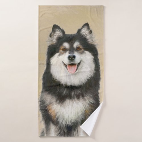 Finnish Lapphund Painting _ Cute Original Dog Art Bath Towel Set