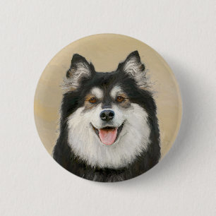 Finnish Lapphund Painting - Cute Original Dog Art Button