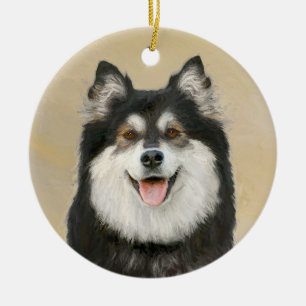 Finnish Lapphund Painting - Cute Original Dog Art Ceramic Ornament