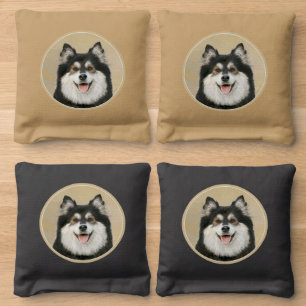 Finnish Lapphund Painting - Cute Original Dog Art Cornhole Bags