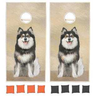 Finnish Lapphund Painting - Cute Original Dog Art Cornhole Set