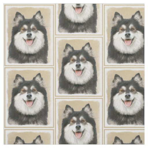 Finnish Lapphund Painting - Cute Original Dog Art Fabric