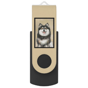 Finnish Lapphund Painting - Cute Original Dog Art Flash Drive