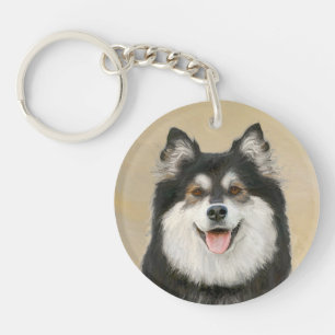 Finnish Lapphund Painting - Cute Original Dog Art Keychain