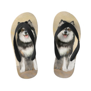 Finnish Lapphund Painting - Cute Original Dog Art Kid's Flip Flops