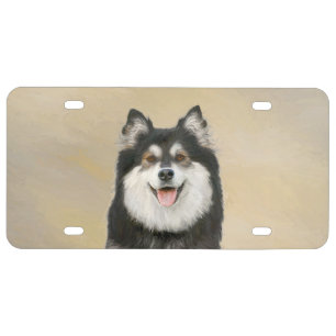 Finnish Lapphund Painting - Cute Original Dog Art License Plate