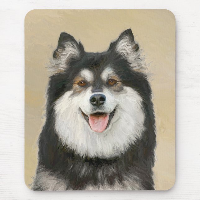 Finnish Lapphund Painting - Cute Original Dog Art Mouse Pad (Front)