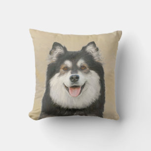 Finnish Lapphund Painting - Cute Original Dog Art Outdoor Pillow