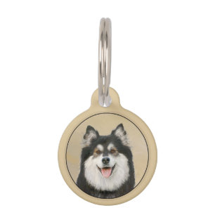 Finnish Lapphund Painting - Cute Original Dog Art Pet ID Tag