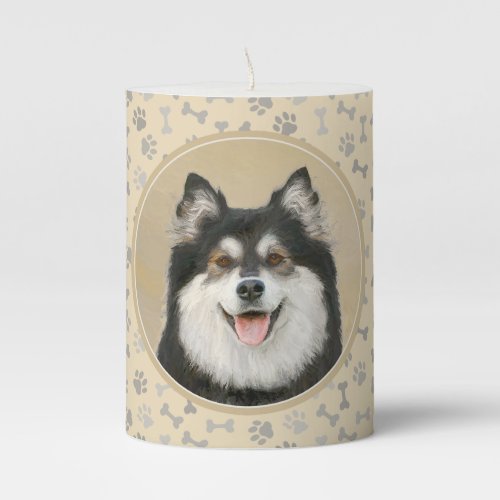 Finnish Lapphund Painting _ Cute Original Dog Art Pillar Candle
