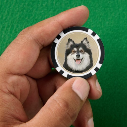 Finnish Lapphund Painting _ Cute Original Dog Art Poker Chips