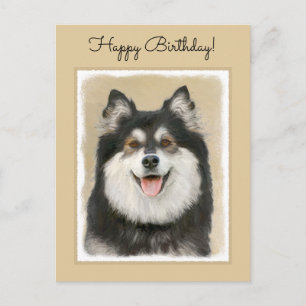 Finnish Lapphund Painting - Cute Original Dog Art Postcard