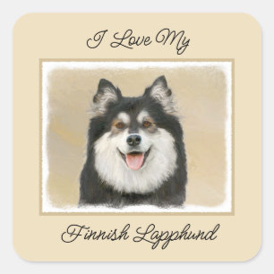 Finnish Lapphund Painting - Cute Original Dog Art Square Sticker