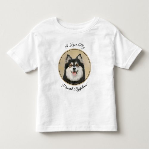 Finnish Lapphund Painting _ Cute Original Dog Art Toddler T_shirt