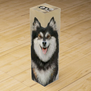 Finnish Lapphund Painting - Cute Original Dog Art Wine Box