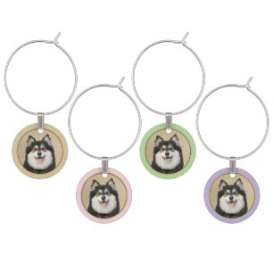 Finnish Lapphund Painting - Cute Original Dog Art Wine Charm