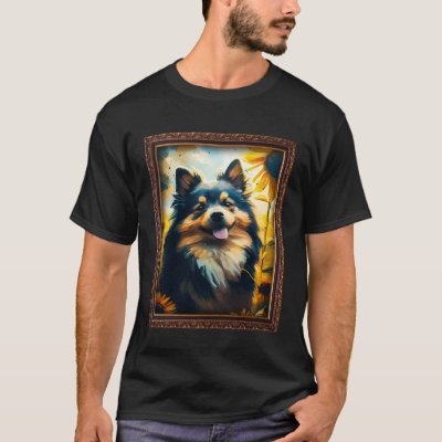 Finnish Lapphund Painting Sunflower Flower Mom Wom T-Shirt