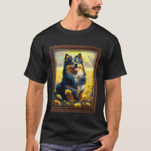 Finnish Lapphund Painting Sunflower Flower Mom Wom T-Shirt