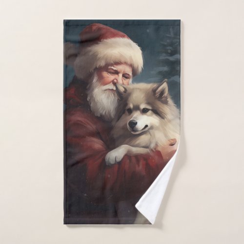 Finnish Lapphund Santa Claus Festive Christmas Bath Towel Set